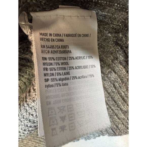 American Eagle Outfitters Mens Cardigan Sweater M/M Gray Cotton Wool Blend Knitw - Picture 3 of 9